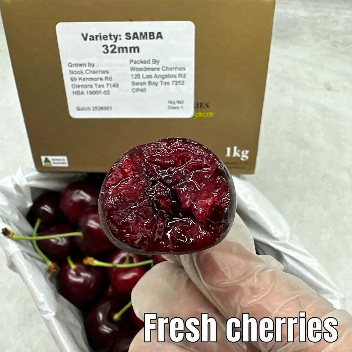 Nook Premium Tasmanian Samba Cherries Gift Box 32mm+ – 1kg - Image 3