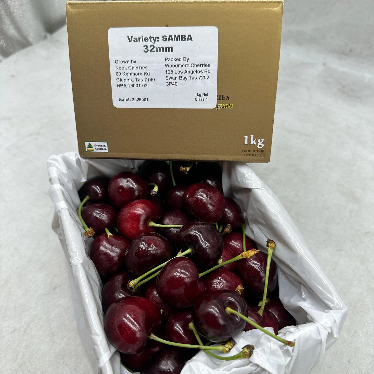 Nook Premium Tasmanian Samba Cherries Gift Box 32mm+ – 1kg - Image 4