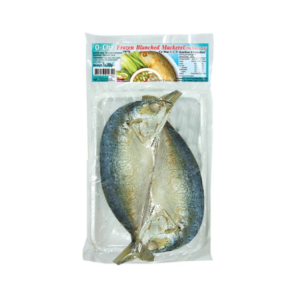 O-Cha Frozen Blanched Mackerel 200g - Thai Short Mackerel (Pla Tu)