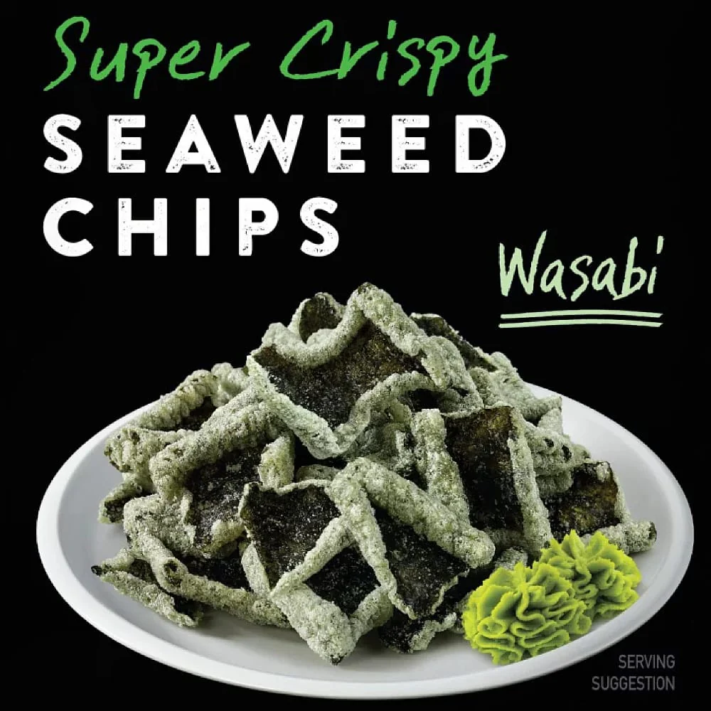 O'Food Super Crispy Seaweed Chips Wasabi Flavour - 35g - Image 2