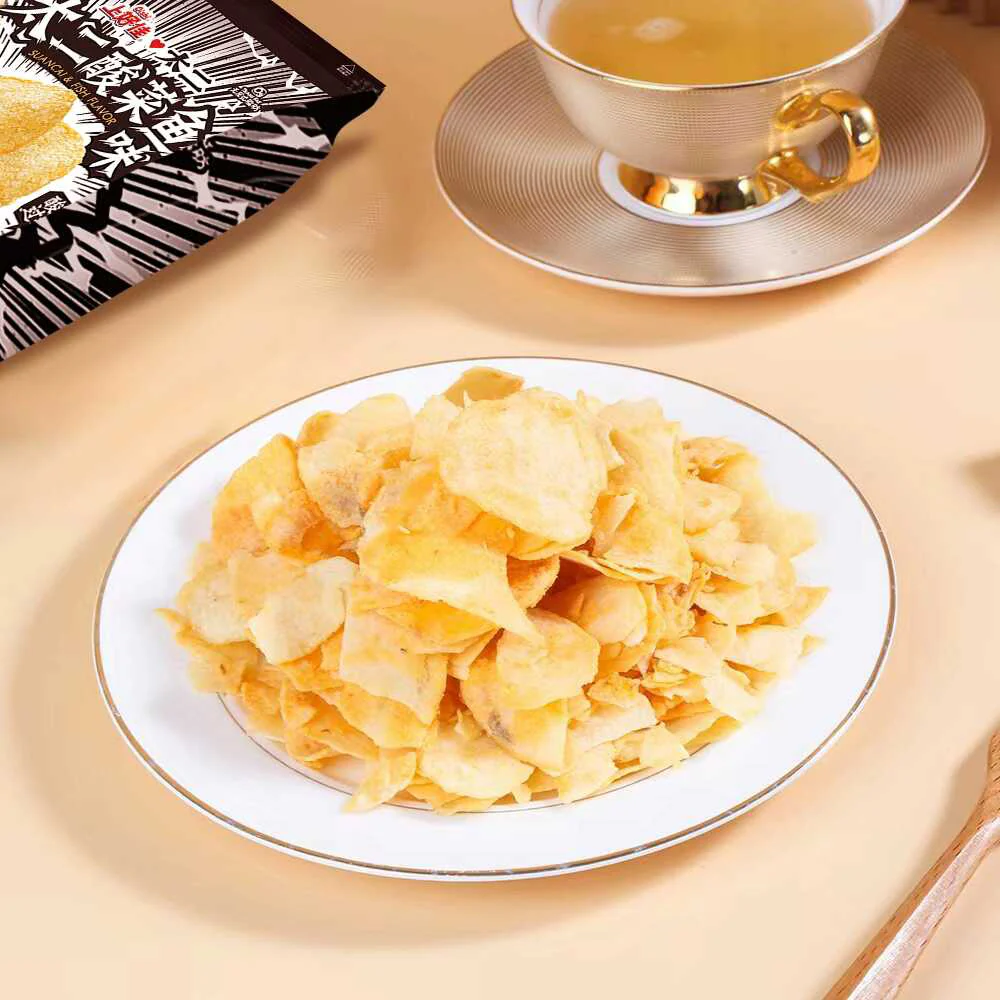 Oishi Garden Fresh Potato Chips Suancai & Fish Flavor - 80g - Image 2