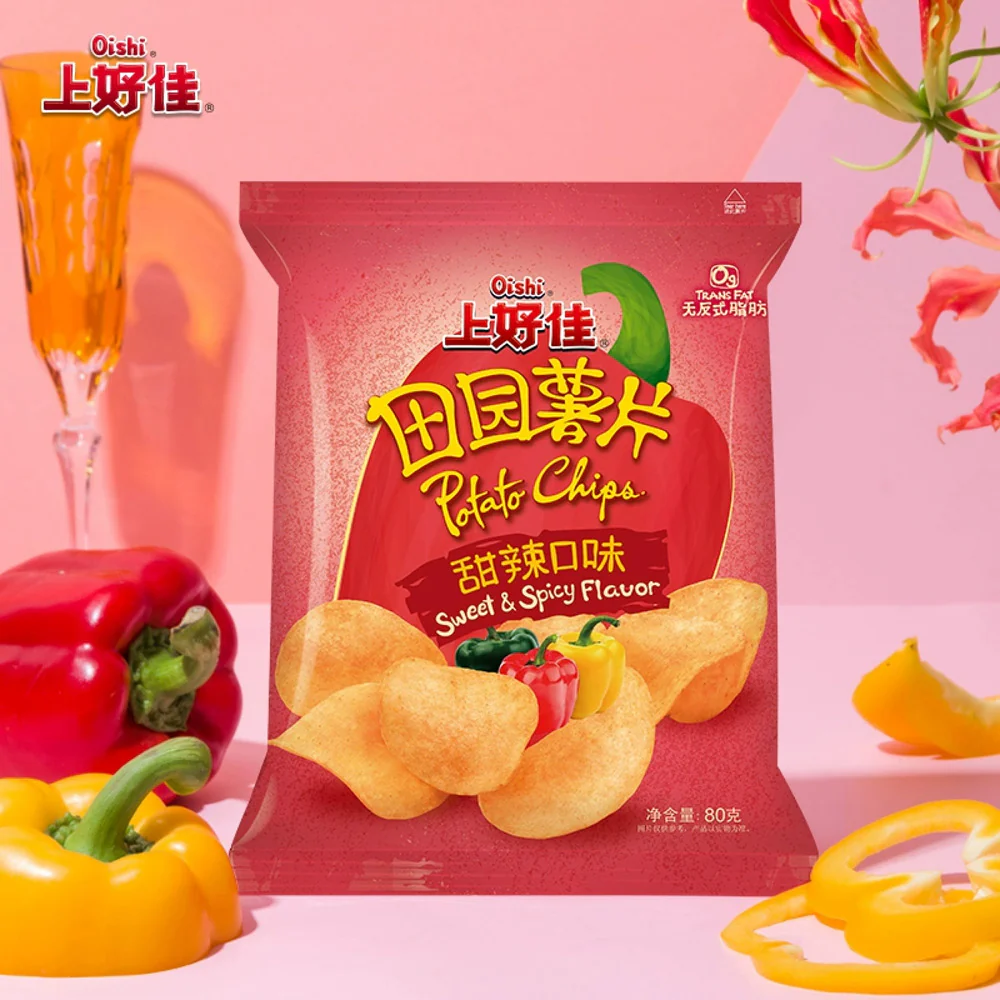 Oishi Potato Chips – Sweet & Spicy Flavor 80g - Image 2
