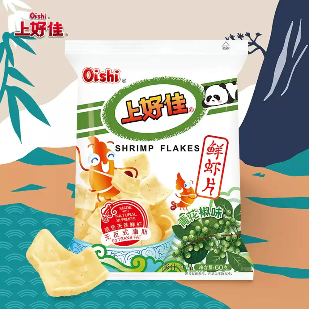 Oishi Shrimp Flakes – Green Sichuan Pepper Flavor 60g - Image 2
