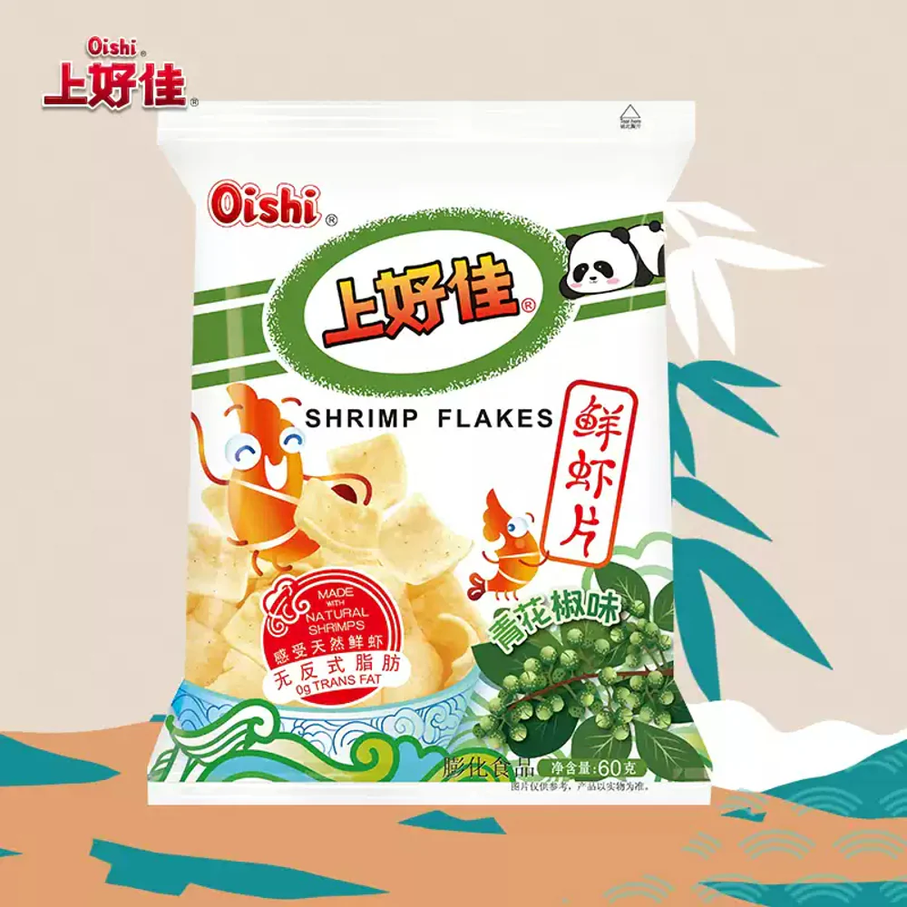 Oishi Shrimp Flakes – Green Sichuan Pepper Flavor 60g - Image 3
