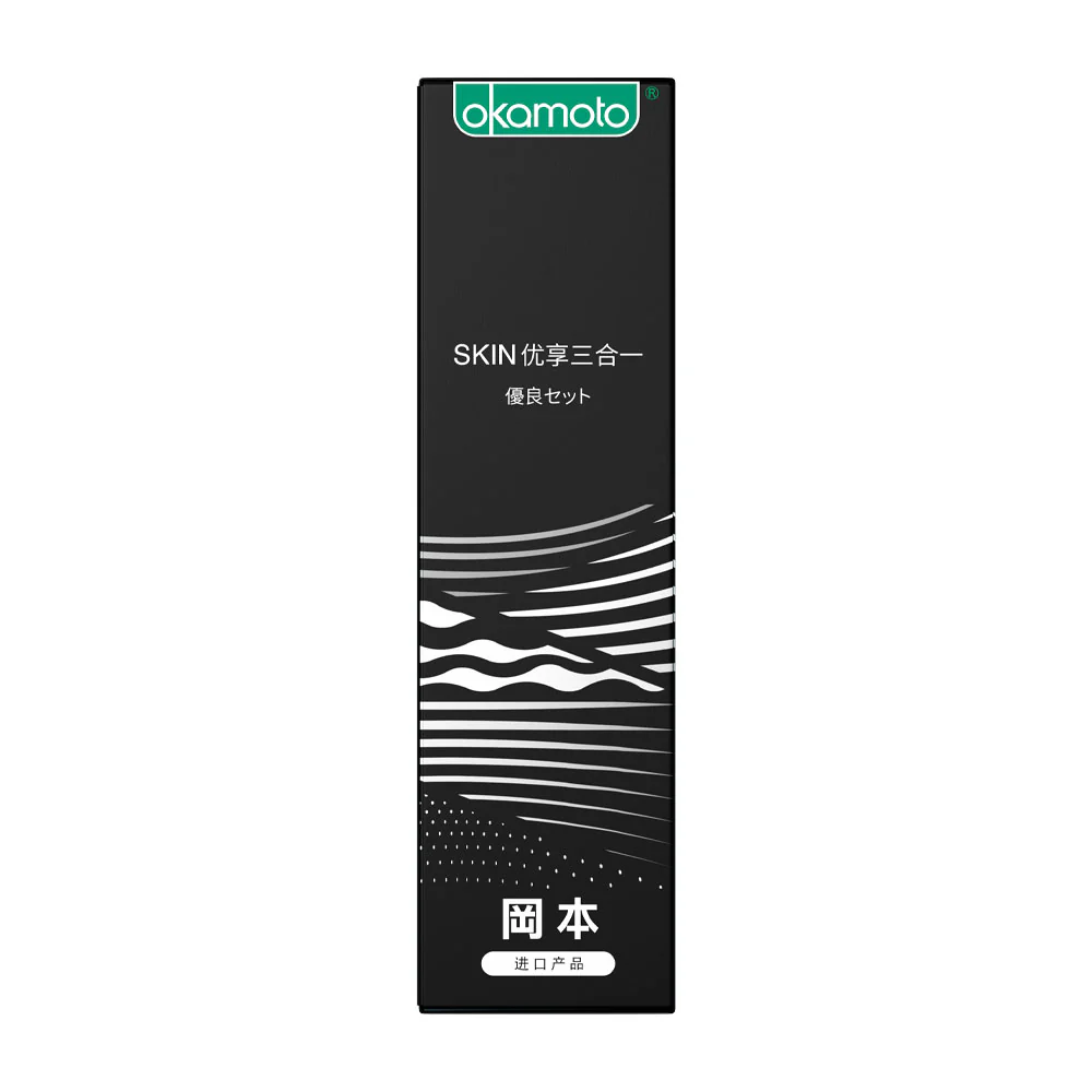 Okamoto SKIN Series Premium 3-in-1 Condom Variety Pack - 12 Count - Ribbed, Ultra Thin & Extra Lubricated - Image 2