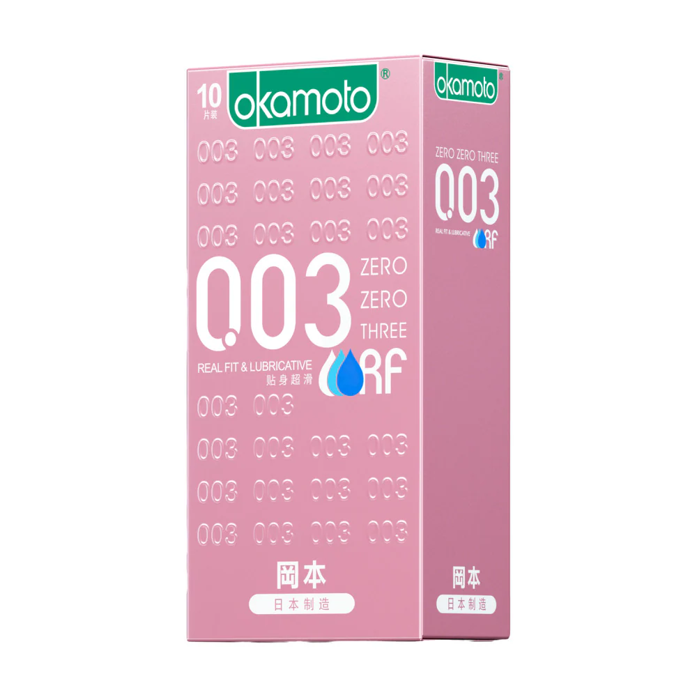 Okamoto Zero Zero Three (003) Real Fit RF Lubricated Condoms - 10 Count - Ultra-Thin 0.03 mm