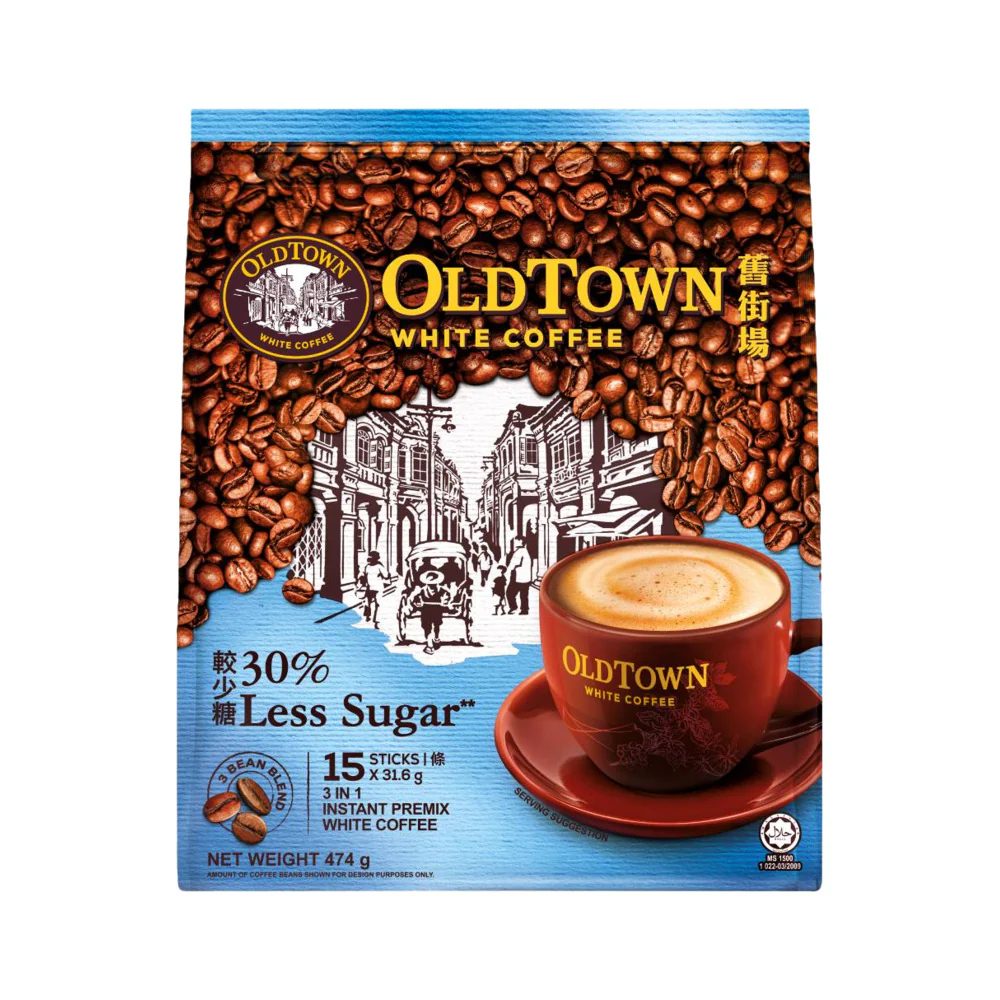 OldTown 3-in-1 Less Sugar White Coffee 474g - Instant Premix Coffee Sticks
