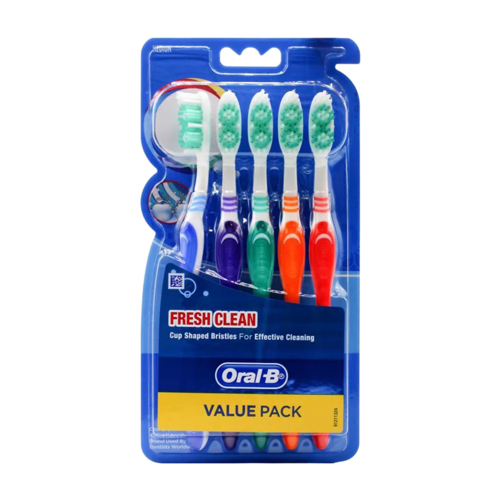 Oral-B Fresh Clean Medium Toothbrushes - Value Pack of 5