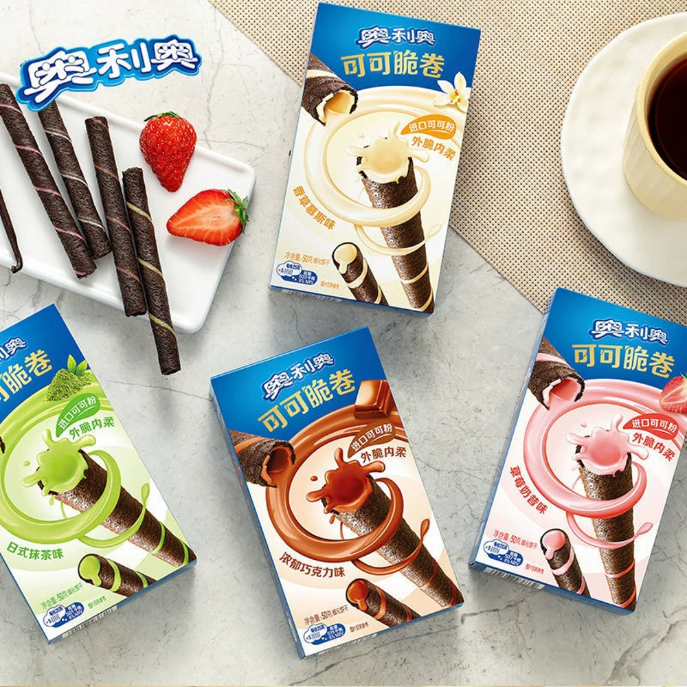 Oreo Cocoa Wafer Rolls – Japanese Matcha Cream Filling 50g - Matcha Wafer Sticks - Image 5