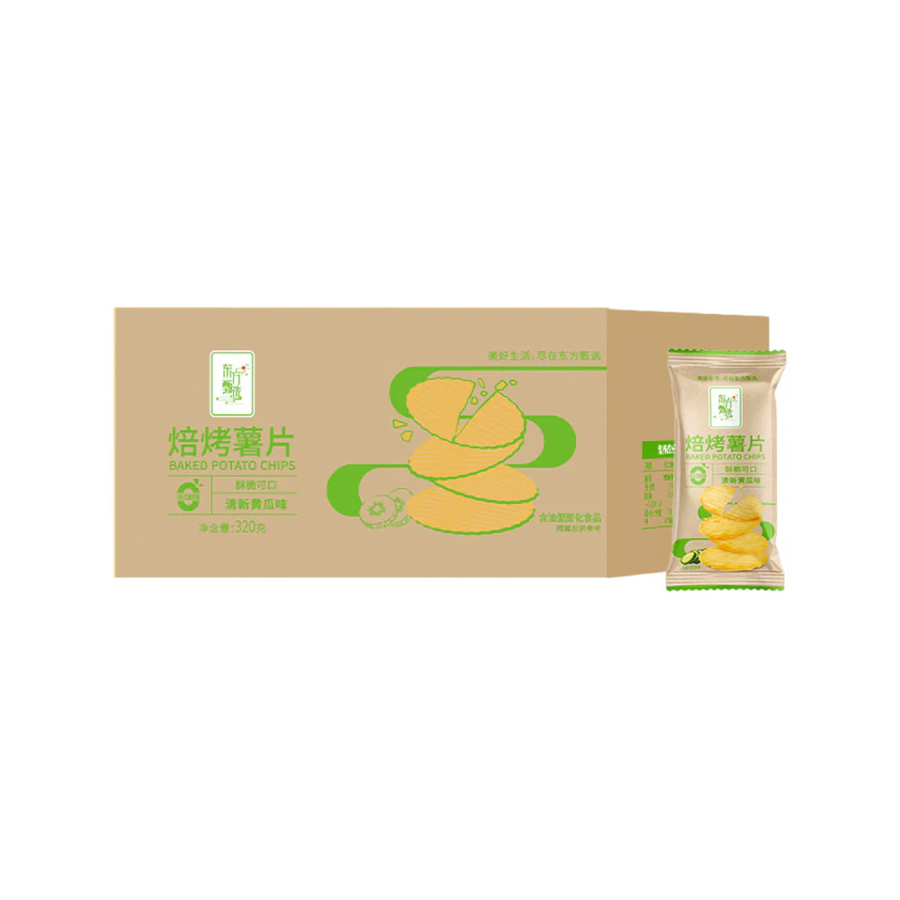 Oriental Select Baked Potato Chips – Refreshing Cucumber Flavour, Non-Fried, 320g (16 Packs)