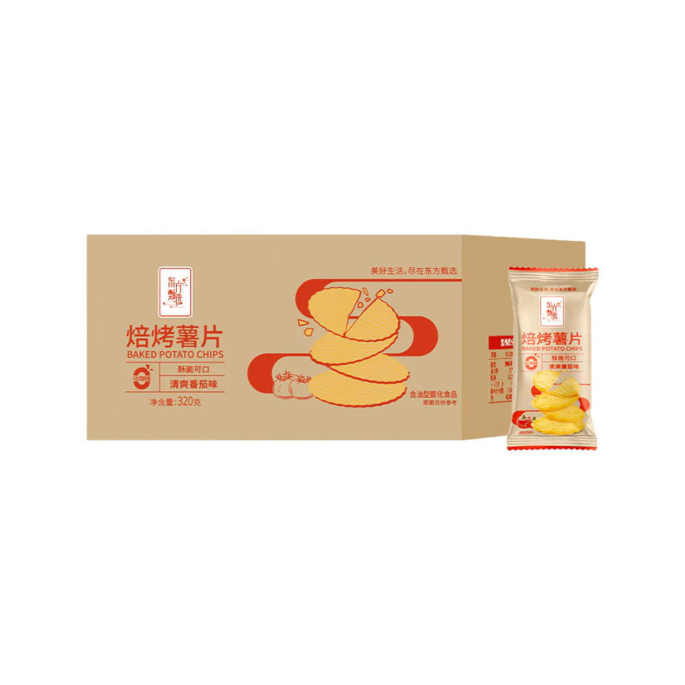 Oriental Selection Non-Fried Baked Potato Chips – Tomato Flavour, Box of 16 Packs (320g)