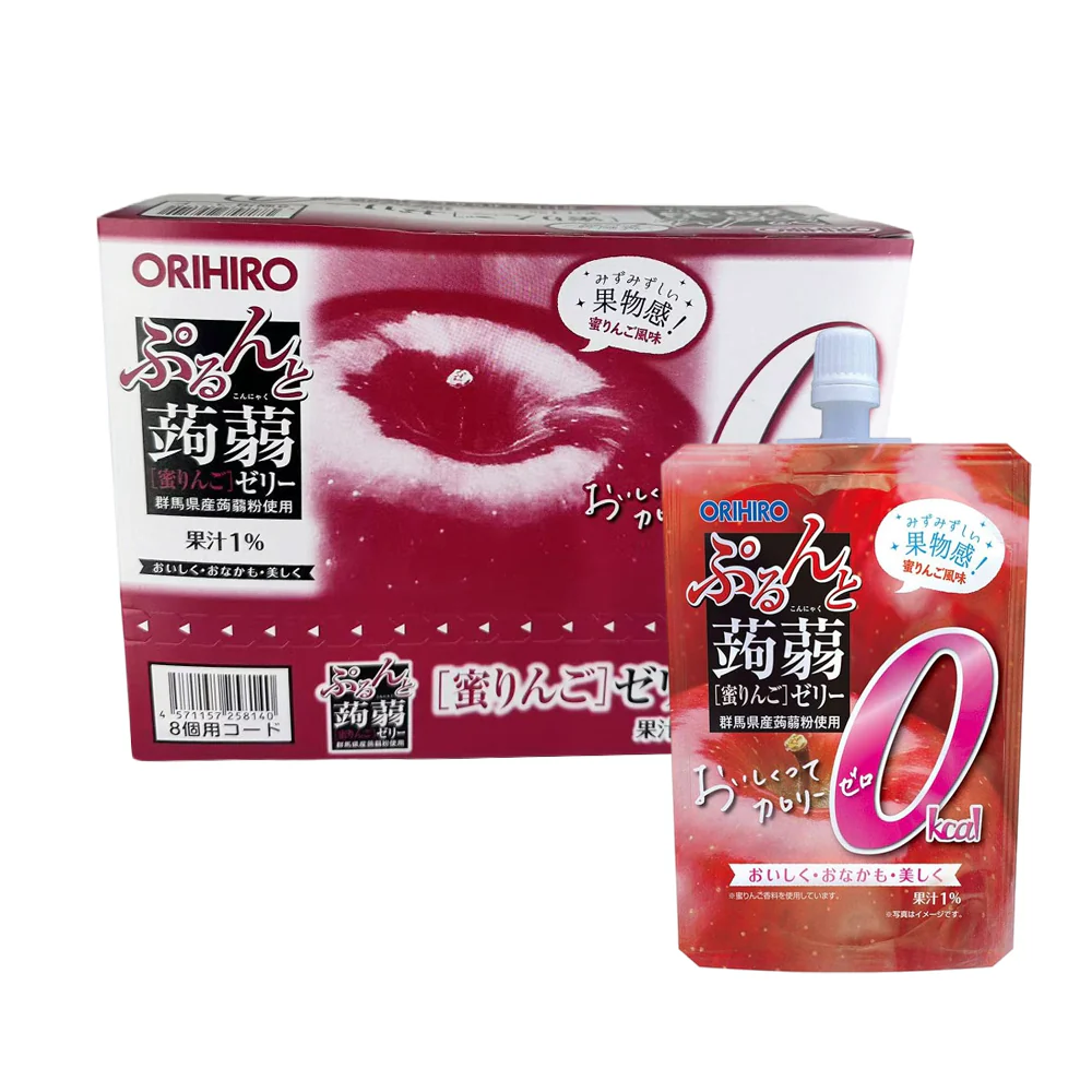 Orihiro Japanese Konjac Jelly, Zero Calorie, Apple Flavour, 130g x 8