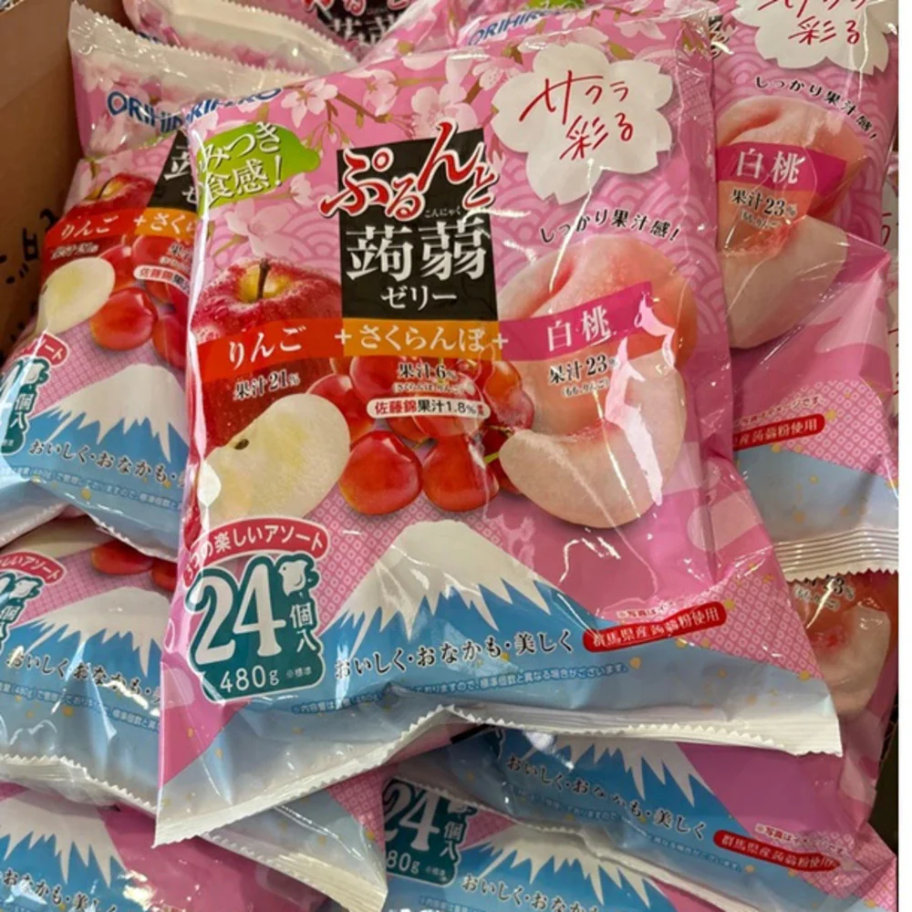 Orihiro Konjac Jelly Assortment – White Peach, Apple & Cherry 480g - Japanese Konnyaku Fruit Jelly - Image 2