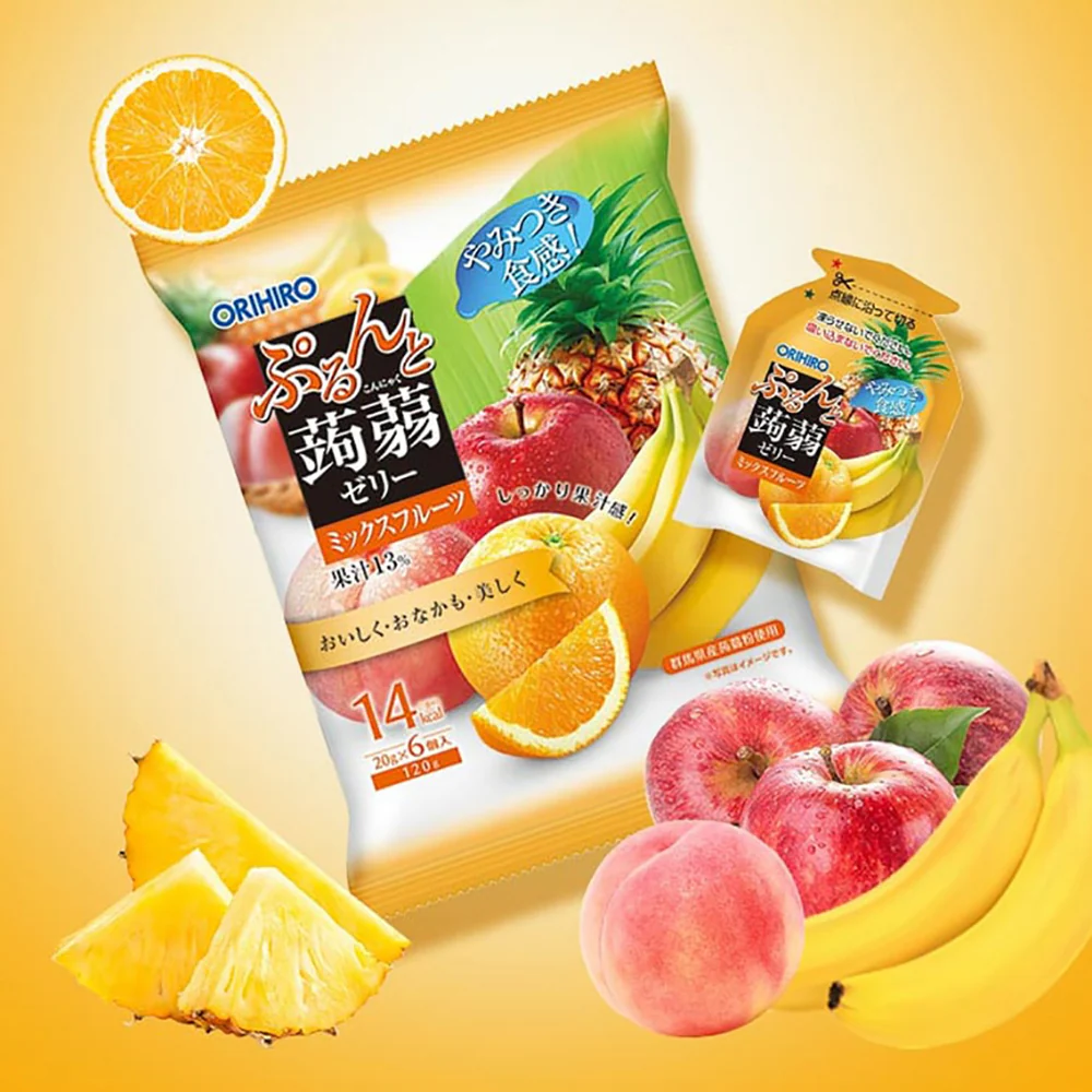 Orihiro Low-Calorie Konjac Jelly - Tropical Fruit Flavor, 6 Packs, 120g - Image 3