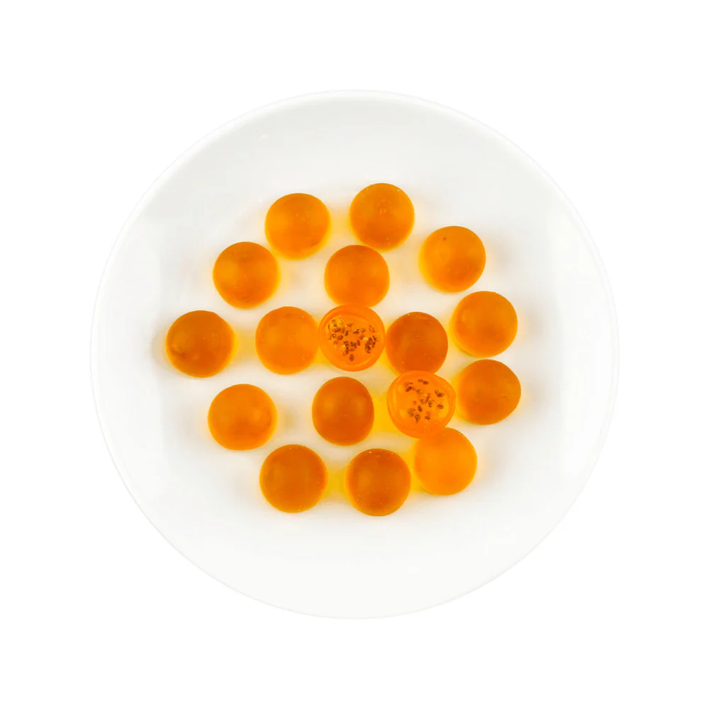 Orion Fruity Core Passion Fruit Gummies 70g – Soft Candy with 50% Real Juice & Chia Seeds - Image 2