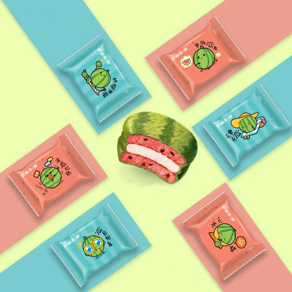 Orion Pie Watermelon Flavor - 12 Packs, 408g - Marshmallow Snack Cakes - Image 3