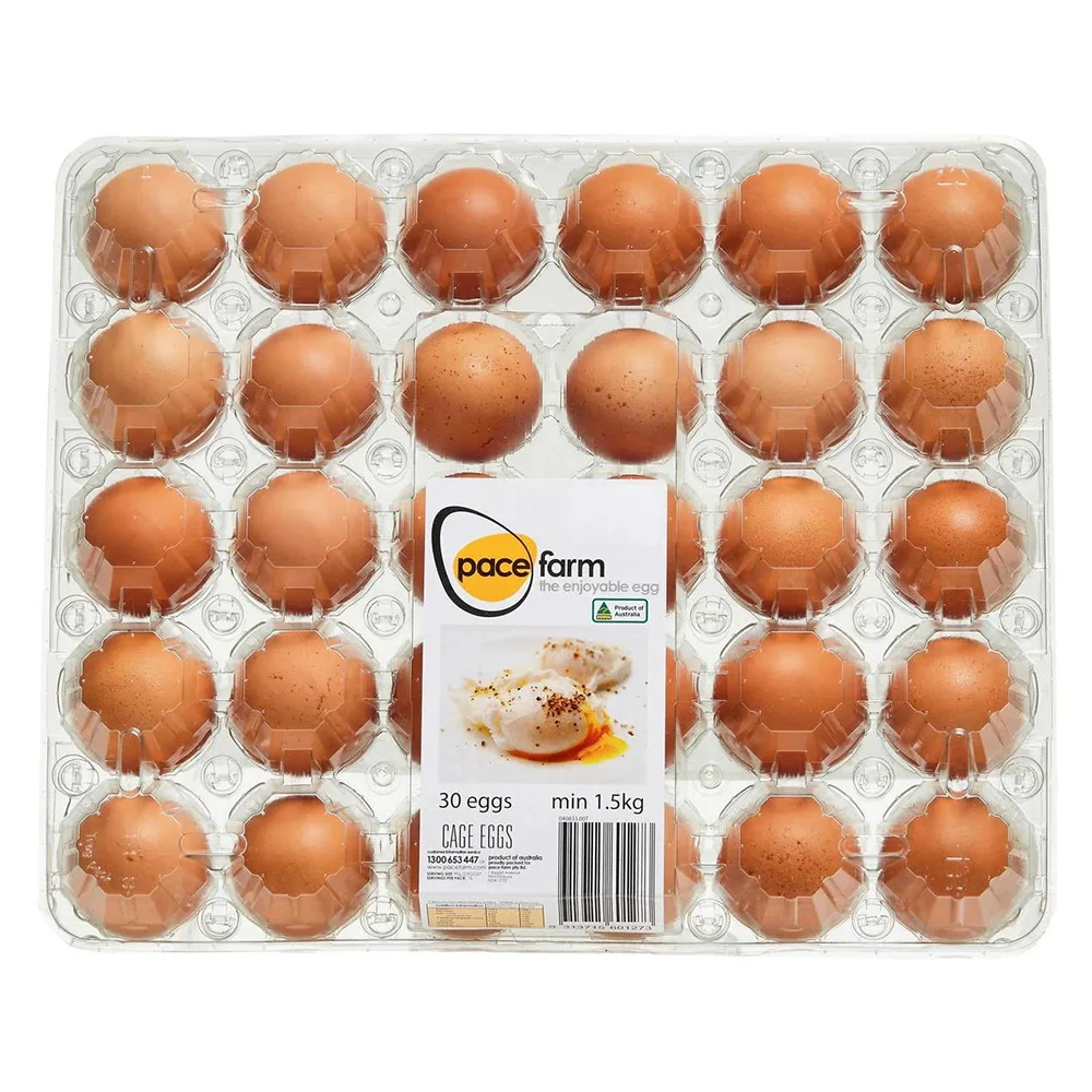 Pace Farm Caged Eggs Large 30 Pack - 1.5kg (Limited 1 PP)
