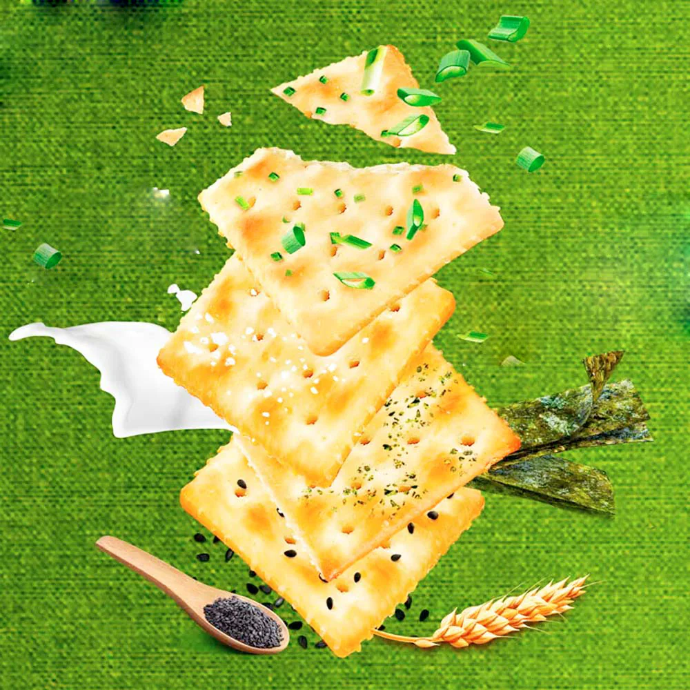Pacific Scallion Flavor Soda Crackers - 4 Packs, 100g - Image 2