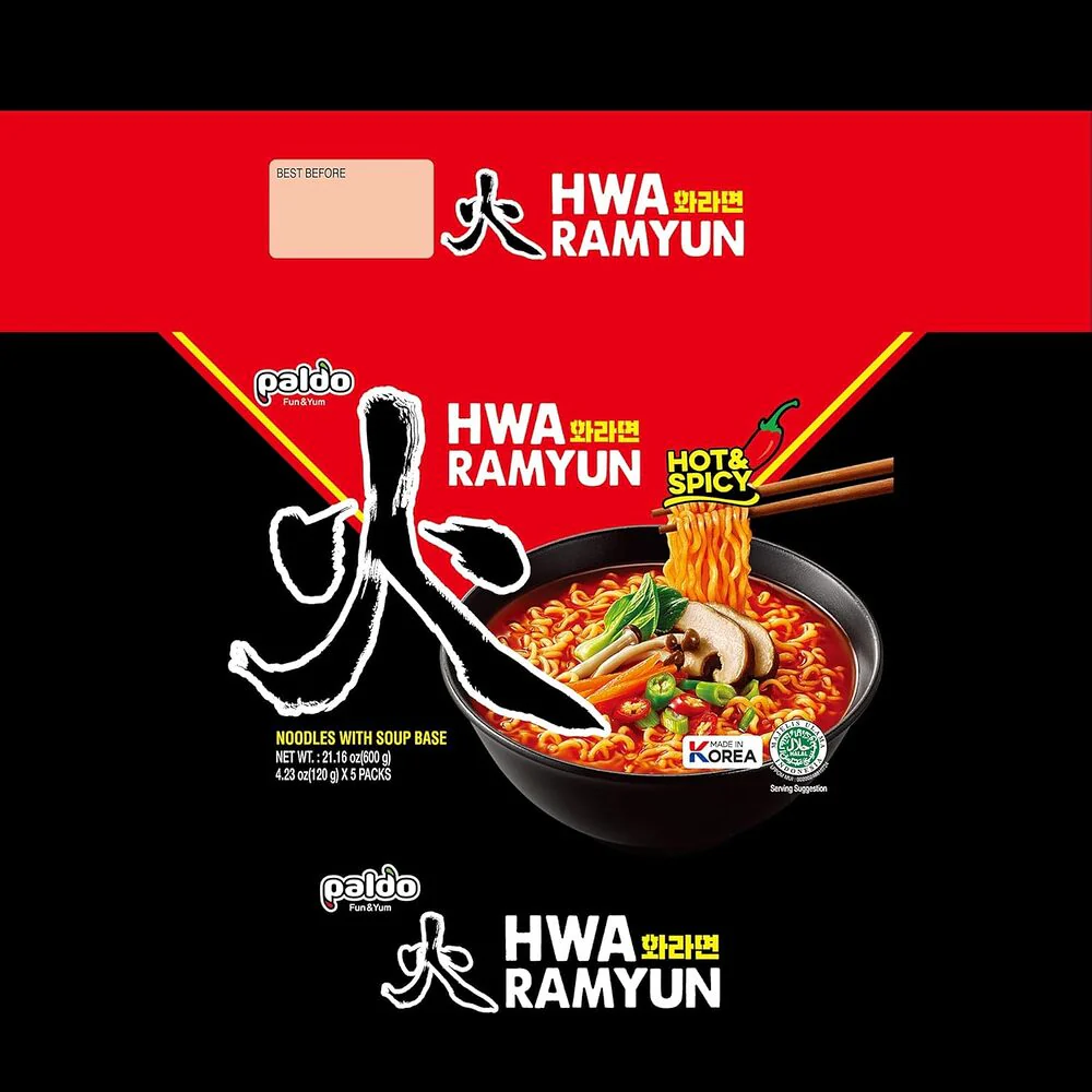 Paldo Hwa Ramyun Hot & Spicy Instant Noodles 120g x 5 Packs - Korean Spicy Ramen - Image 3