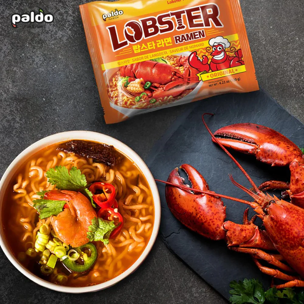 Paldo Lobster Ramen (Original) 120g x 4 Packs - Korean Instant Noodle Soup - Image 2