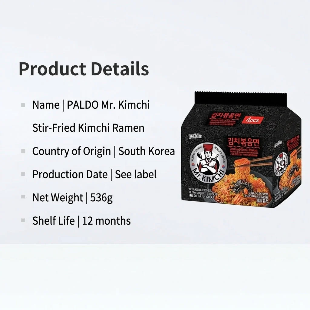 Paldo Mr. Kimchi Handmade Stir-Fried Kimchi Ramen - 134g x 4 Packs - Image 4