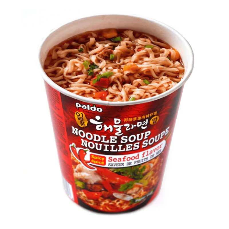 Paldo Spicy Seafood Flavor Noodle Soup Cup - 65g - Image 2