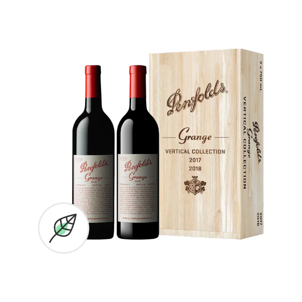 Penfolds Grange Vertical Collection 2017 & 2018 – Limited Edition Wooden Gift Case, 2 × 750ml
