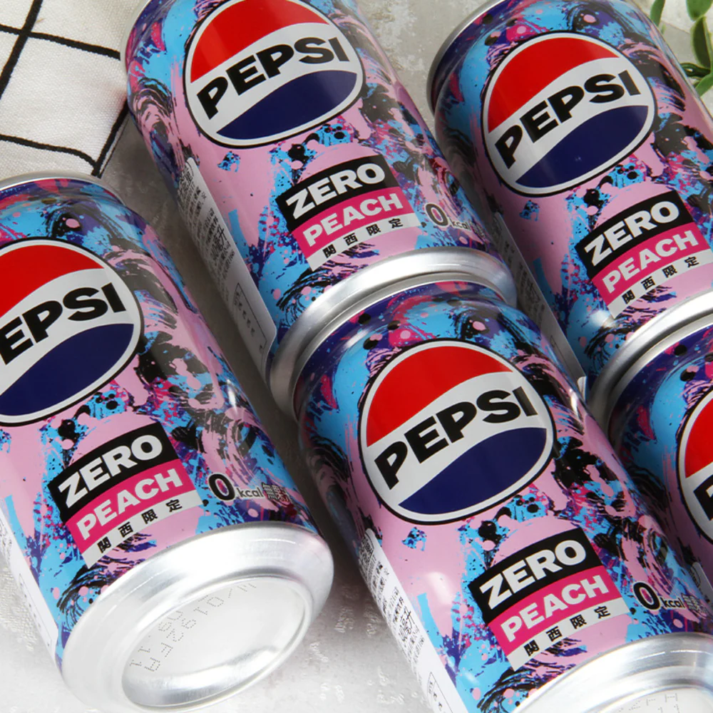 Pepsi Zero Peach Flavoured Cola (Kansai Limited Edition) 340ml Can – Sugar-Free, Zero Calorie - Image 4