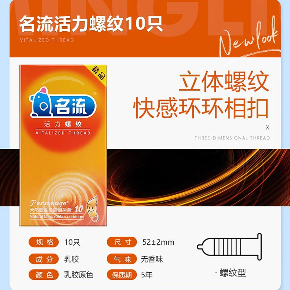 Personage Vitalized Thread Condoms - 10 Pieces - Image 2