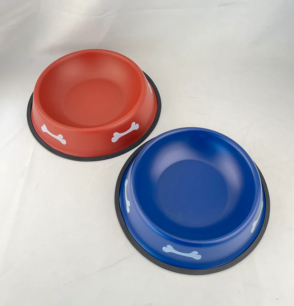 Pet Painted Steel Bowl - 30cm, Random Red or Blue - Image 3