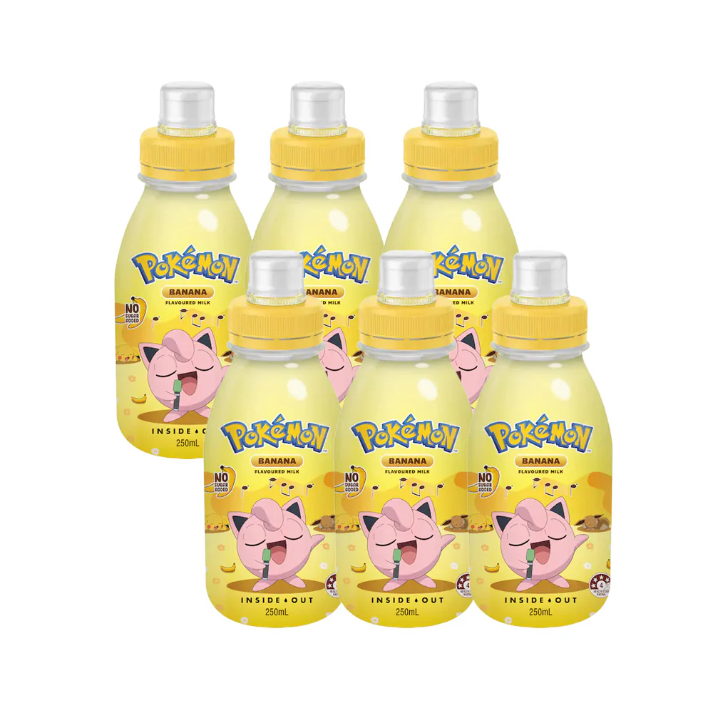 Pokémon Banana Flavoured Milk 250ml x 6 Pack