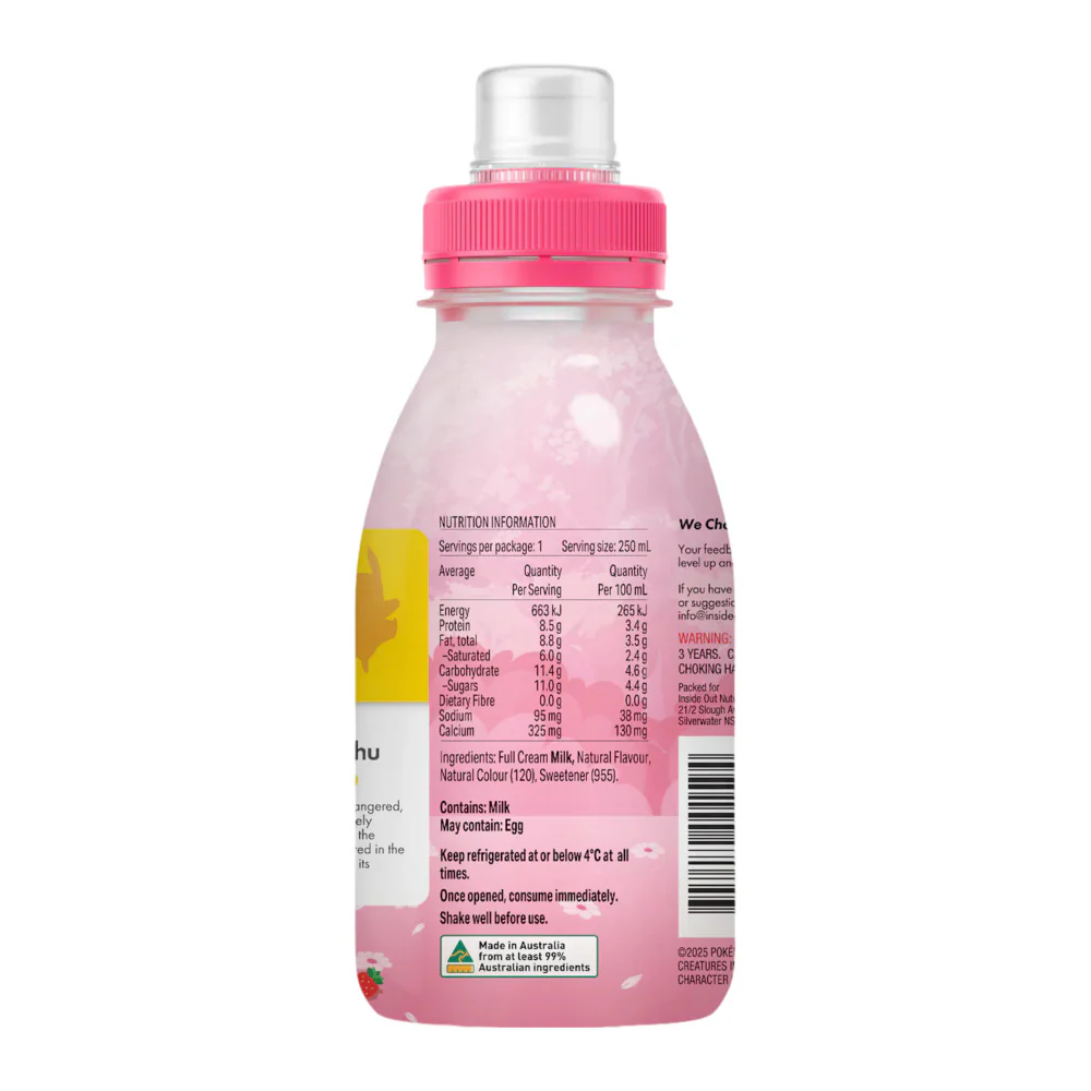 Pokémon Strawberry Flavoured Milk 250ml x 6 Bottles - Image 3
