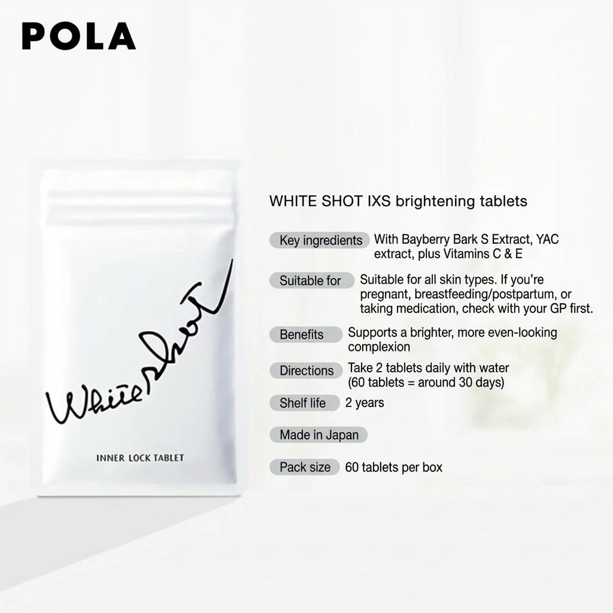 POLA White Shot IXS N Inner Lock Tablets – 60 Tablets - Image 3
