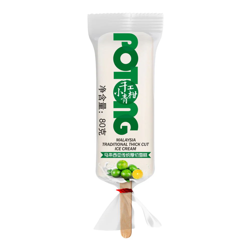 POTONG Malaysian Traditional Thick Cut Ice Cream Bars - Green Mandarin - 5 Sticks, 400g - Ais Potong - Image 2