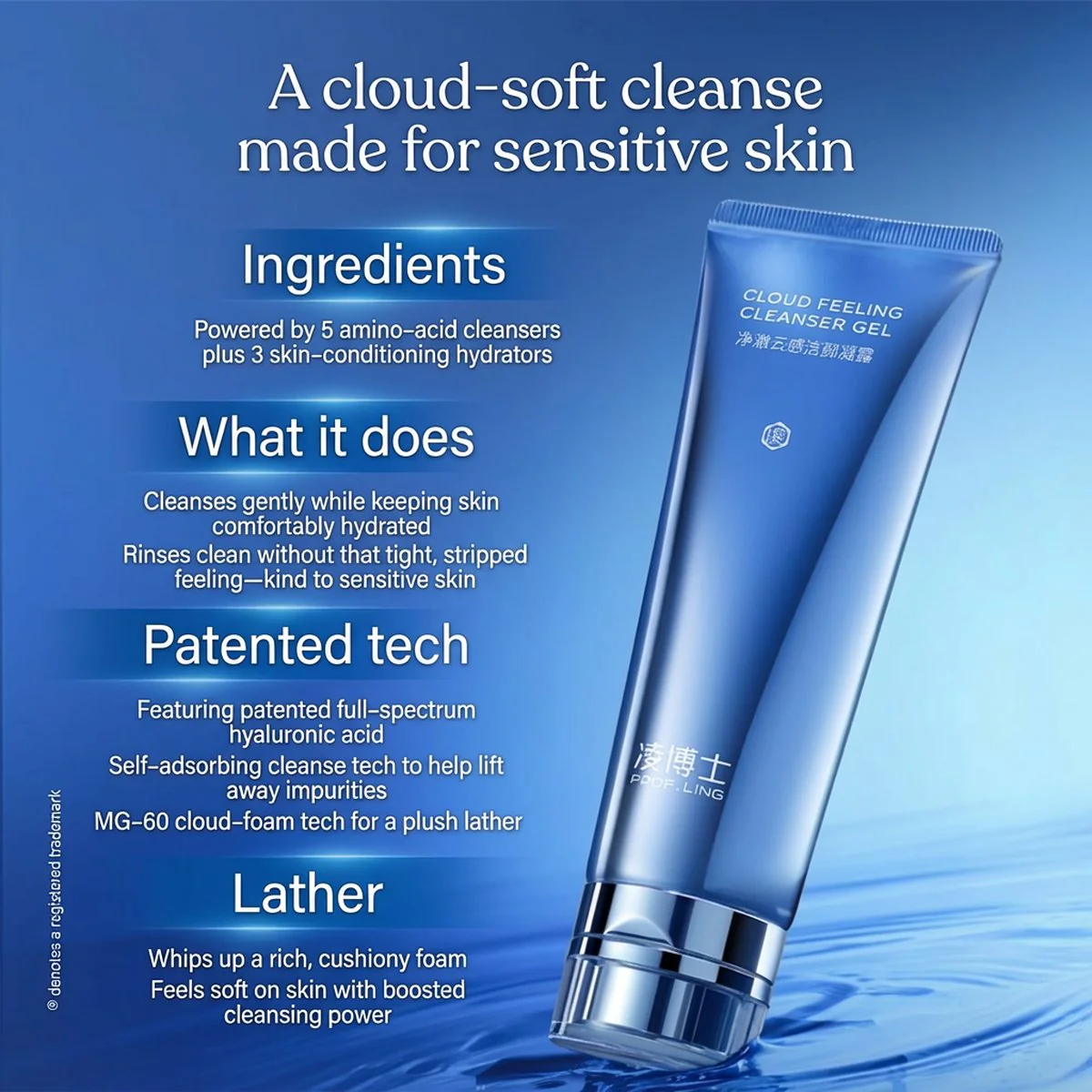 Prof. Ling Cloud Feeling Cleanser Gel - 100g - Image 3