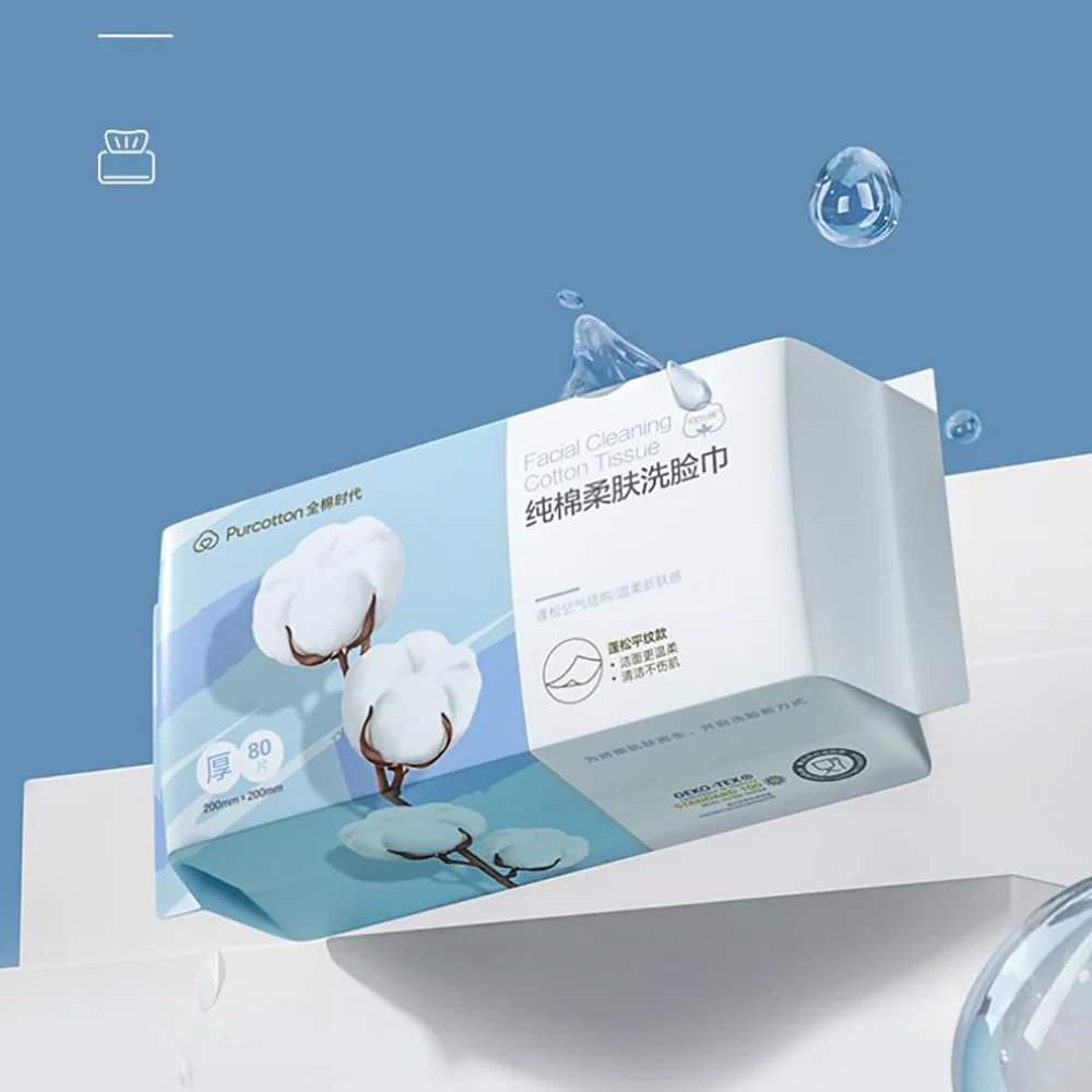 Purcotton Facial Cleaning Cotton Tissue - 80 Sheets x 3 Packs - Image 2