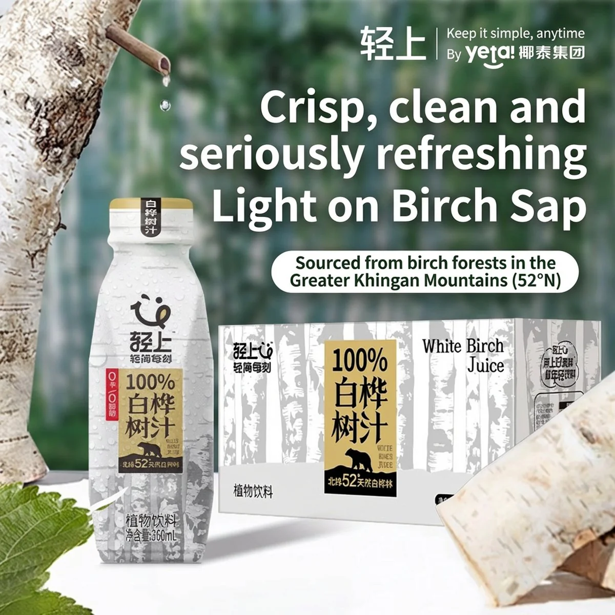 Qingshang 100% White Birch Sap Drink - 360ml - Image 2