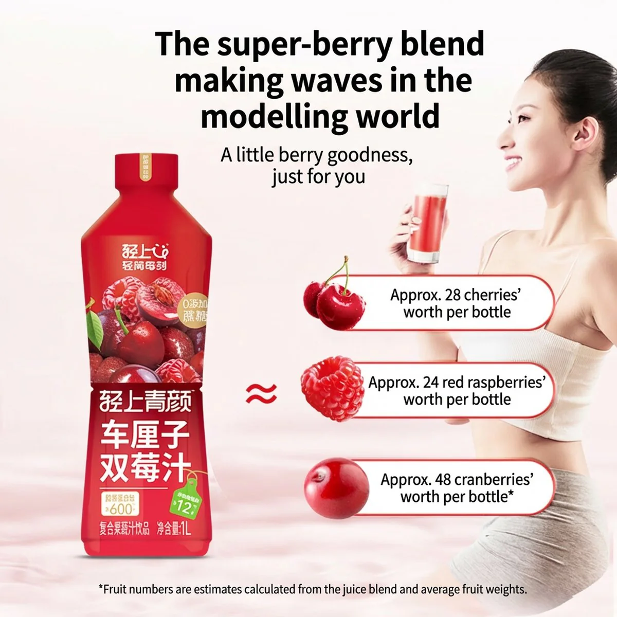 Qingshang Cherry & Double Berry Juice 1L – No Added Sugar, Collagen-Enhanced Fruit Beverage - Image 4