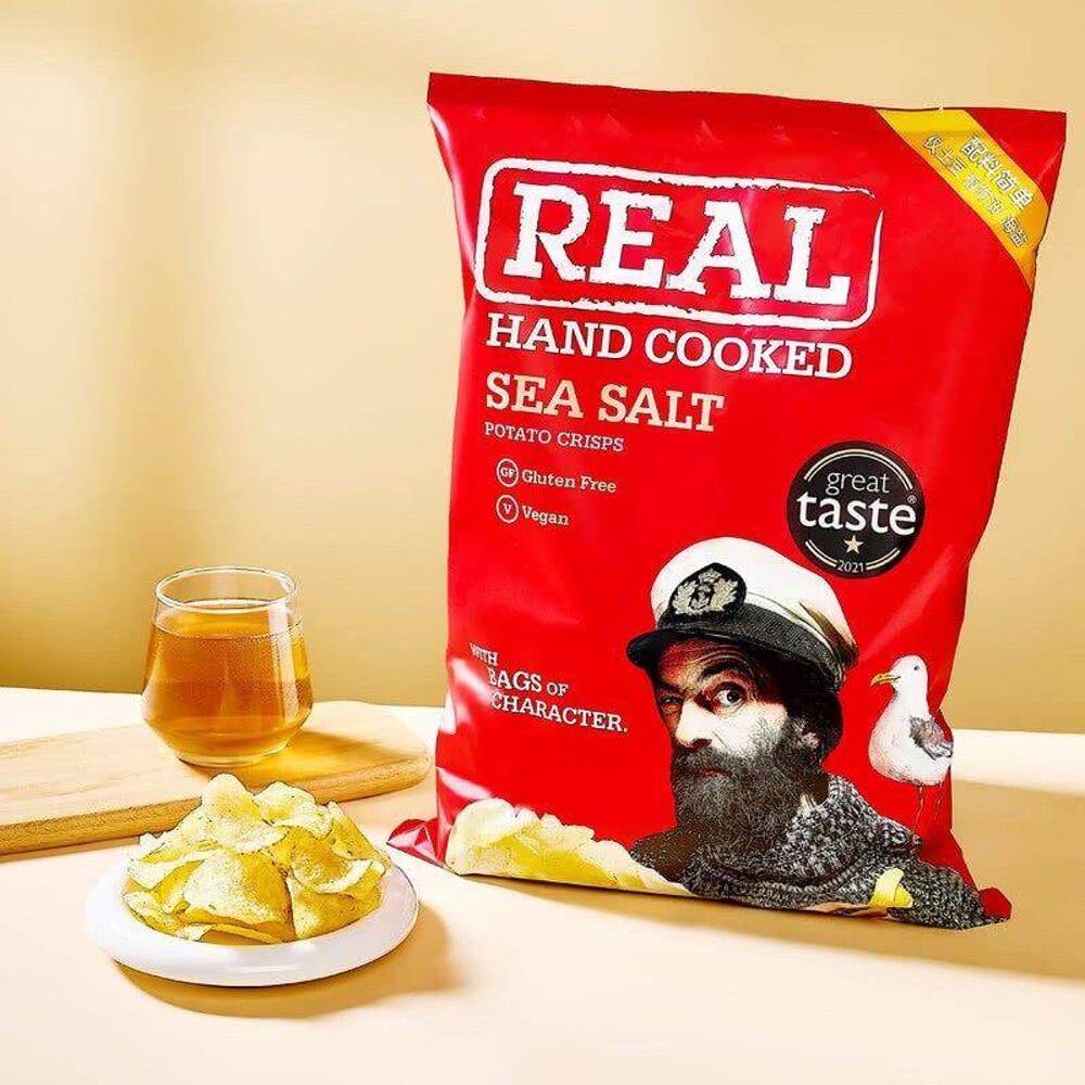 Real Hand Cooked Sea Salt Potato Crisps 450g - Sea Salt Potato Chips - Image 2