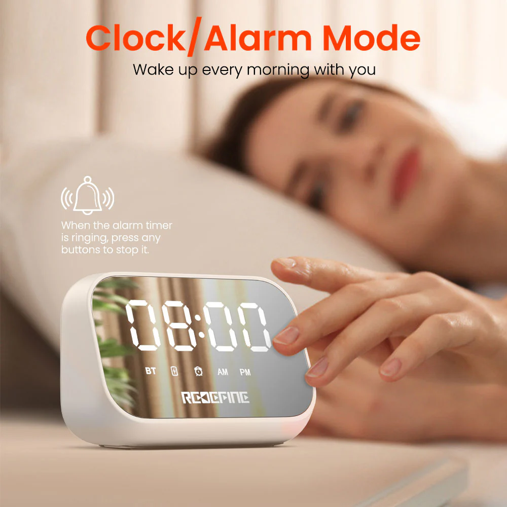 Redefine Elegant Indoor Clock with Bluetooth Wireless Speaker - White - Image 2