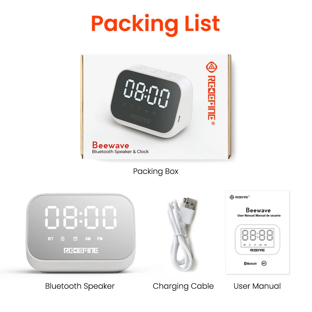 Redefine Elegant Indoor Clock with Bluetooth Wireless Speaker - White - Image 4