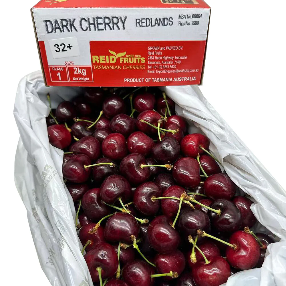Reid Fruits Tasmanian Dark Cherries Gift Box 32mm+ 2kg