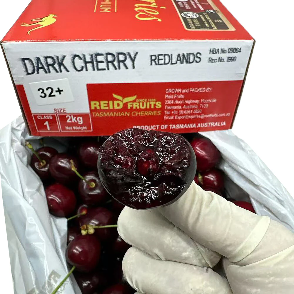 Reid Fruits Tasmanian Dark Cherries Gift Box 32mm+ 2kg - Image 4