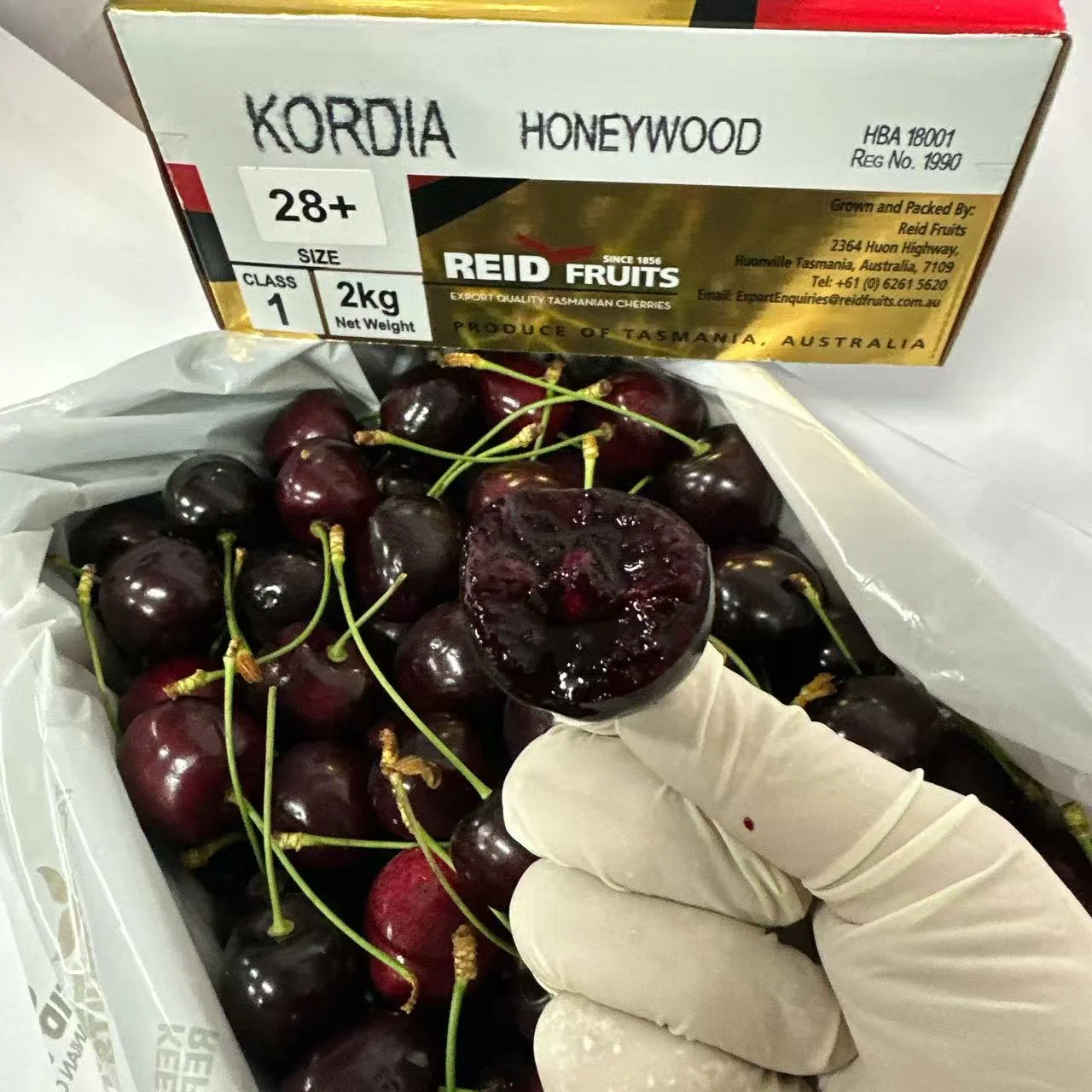 Reid Fruits Tasmanian Kordia Cherries 28mm+ Gift Box 2kg - Image 3