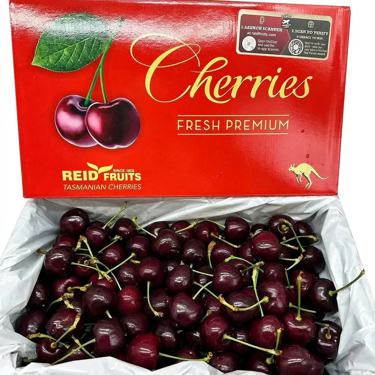 Reid Fruits Tasmanian Sylvia Cherries 30mm+ Gift Box 2kg
