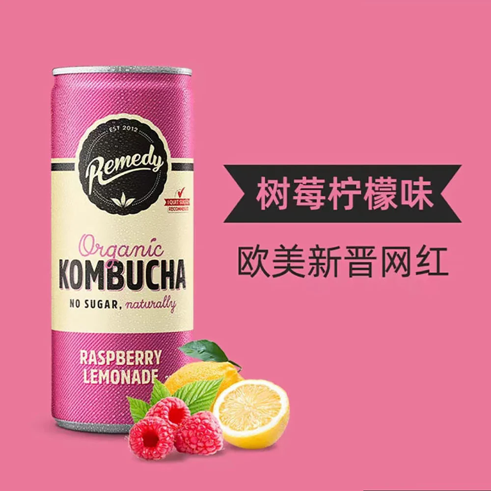 Remedy Organic Kombucha Raspberry Lemonade - 4 Cans - Image 2