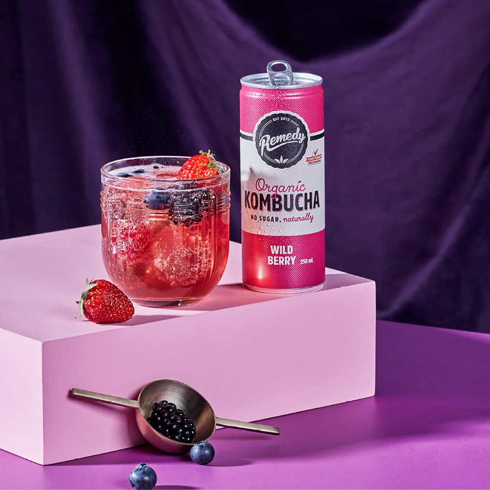 Remedy Organic Kombucha Wild Berry Flavor - 4 Cans - Image 2