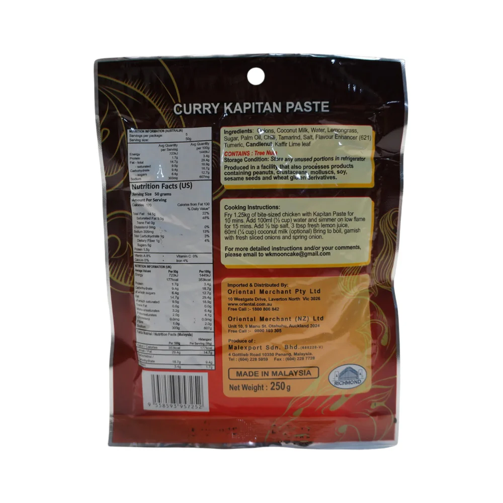 Richmond Curry Kapitan Paste 250g – Malaysian Nyonya Style - Image 2