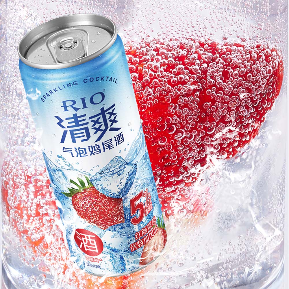 RIO Refreshing Sparkling Cocktail Red-faced Strawberry Vodka 5% Alcohol 330ml - Image 2