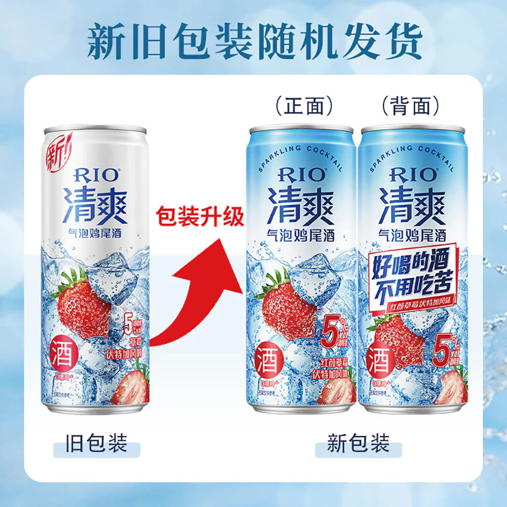 RIO Refreshing Sparkling Cocktail Red-faced Strawberry Vodka 5% Alcohol 330ml - Image 3